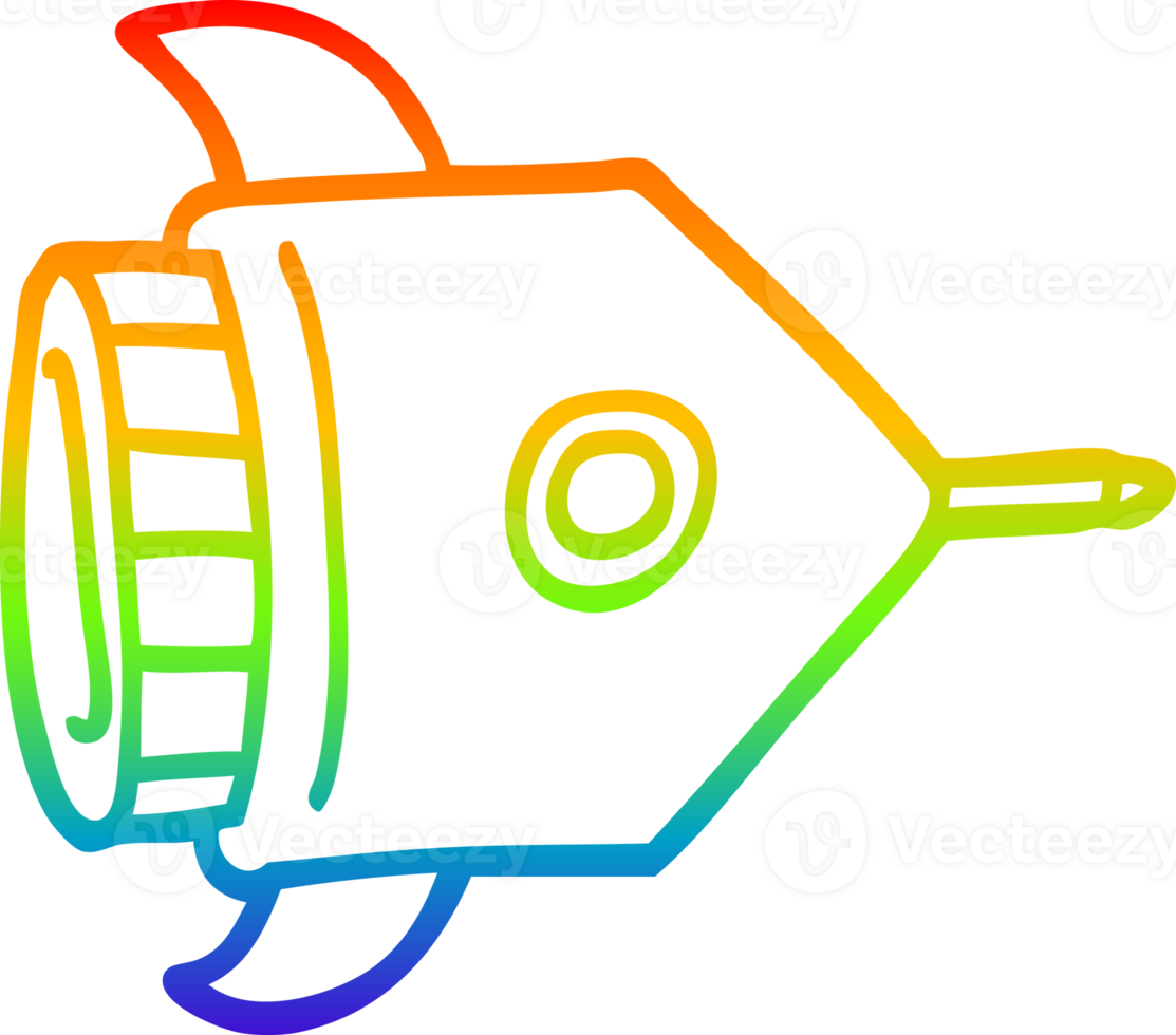rainbow gradient line drawing of a cartoon spaceship png