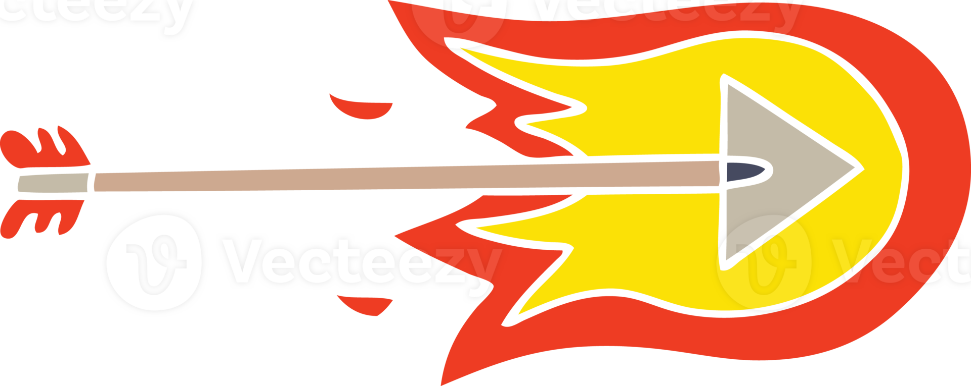 hand drawn quirky cartoon burning arrow png