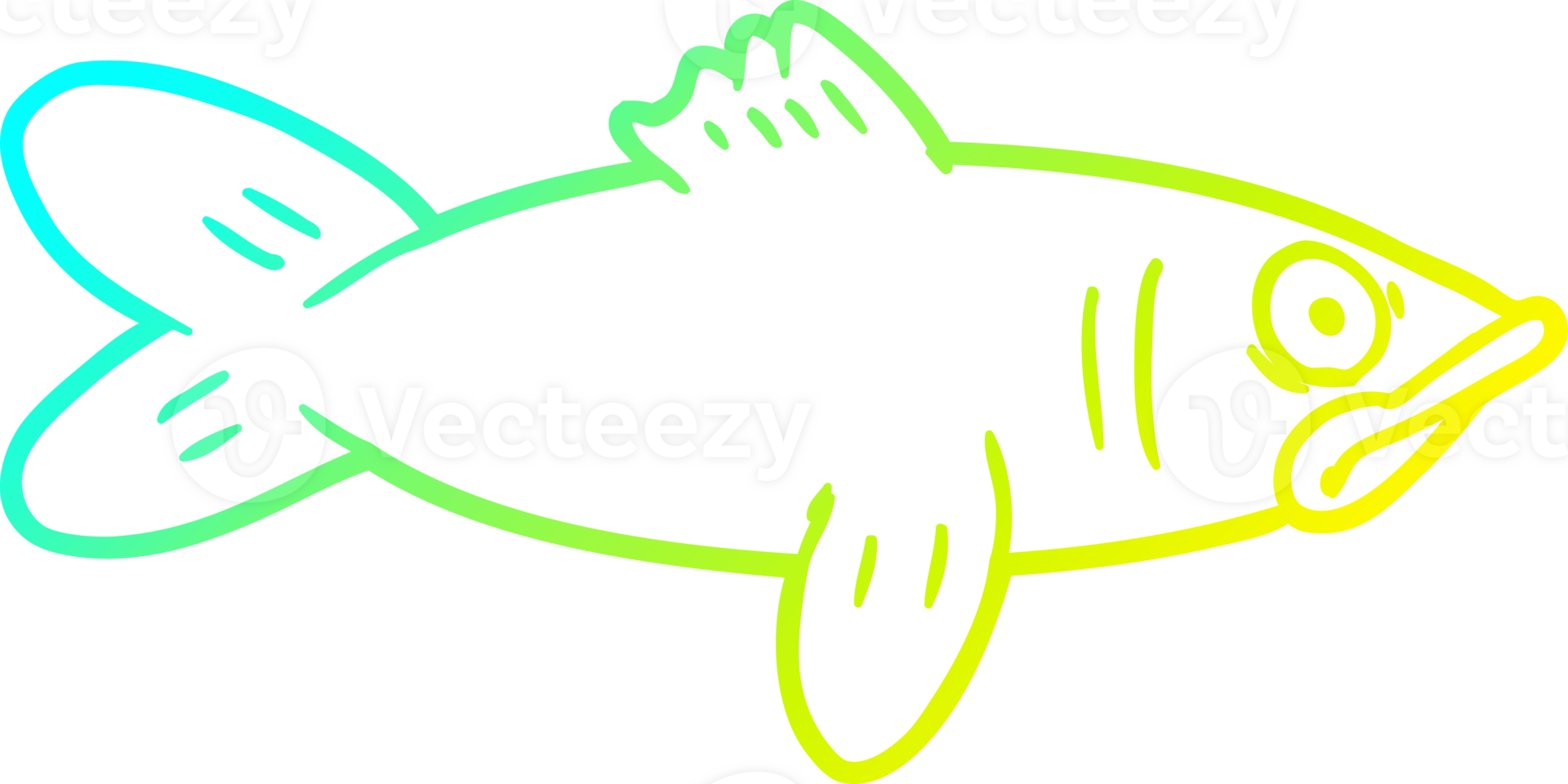 cold gradient line drawing of a cartoon fish png