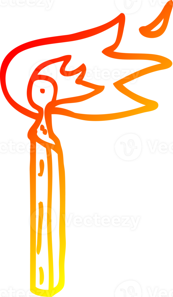 warm gradient line drawing of a cartoon lit match png