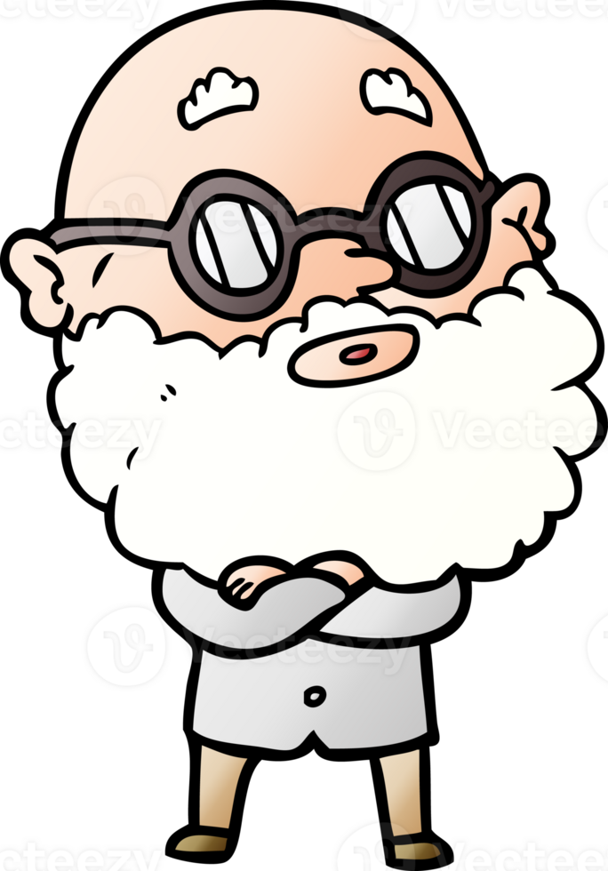 cartoon curious man with beard and glasses png