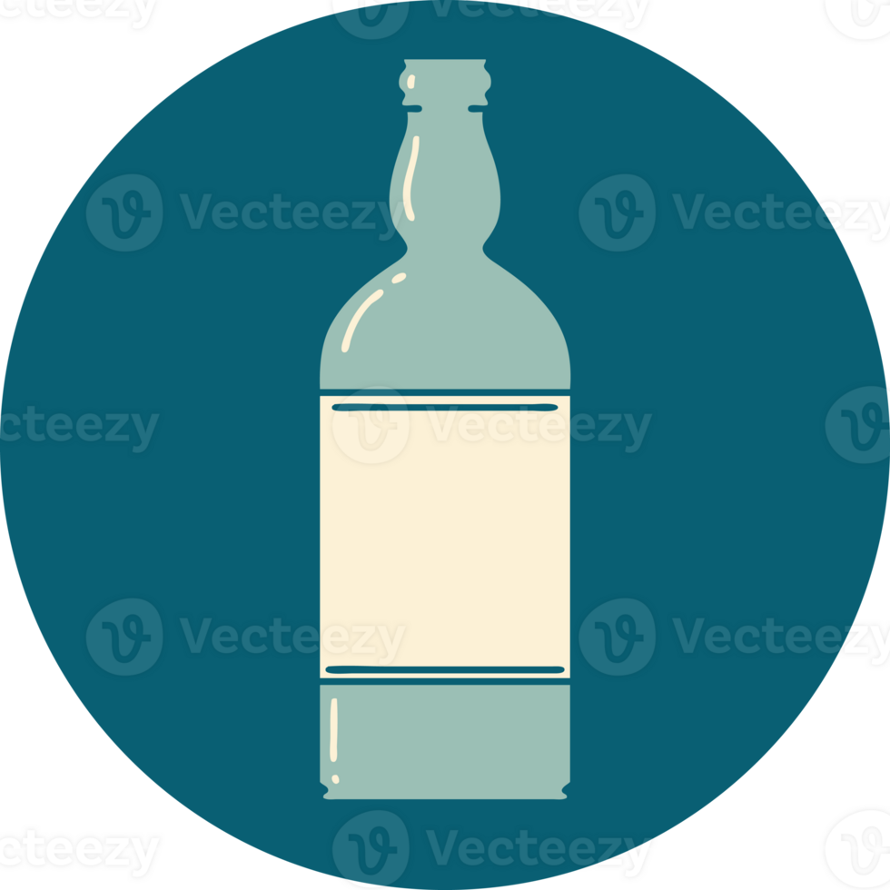 iconic tattoo style image of a bottle png