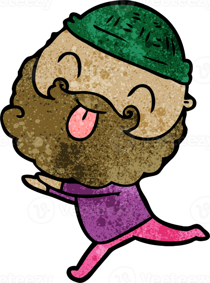 running man with beard sticking out tongue png