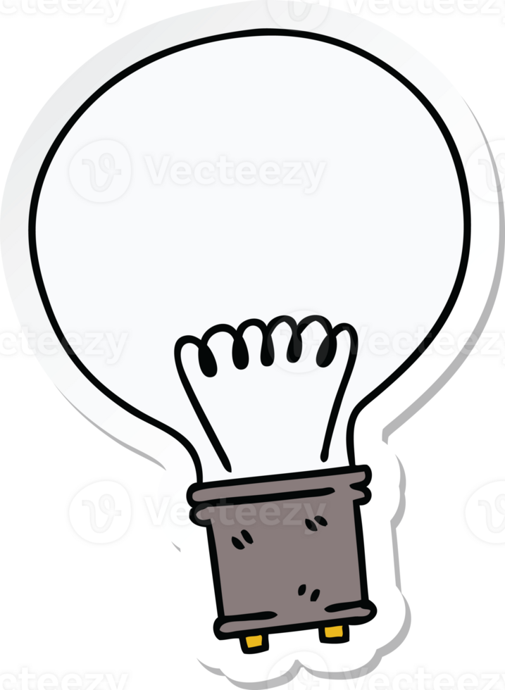 sticker of a quirky hand drawn cartoon light bulb png
