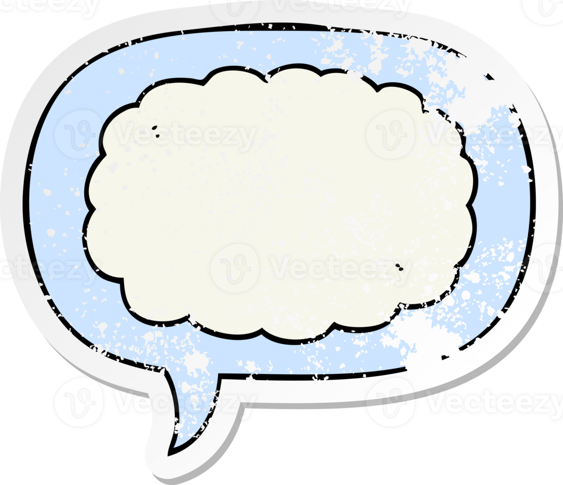 cartoon cloud with speech bubble distressed distressed old sticker png