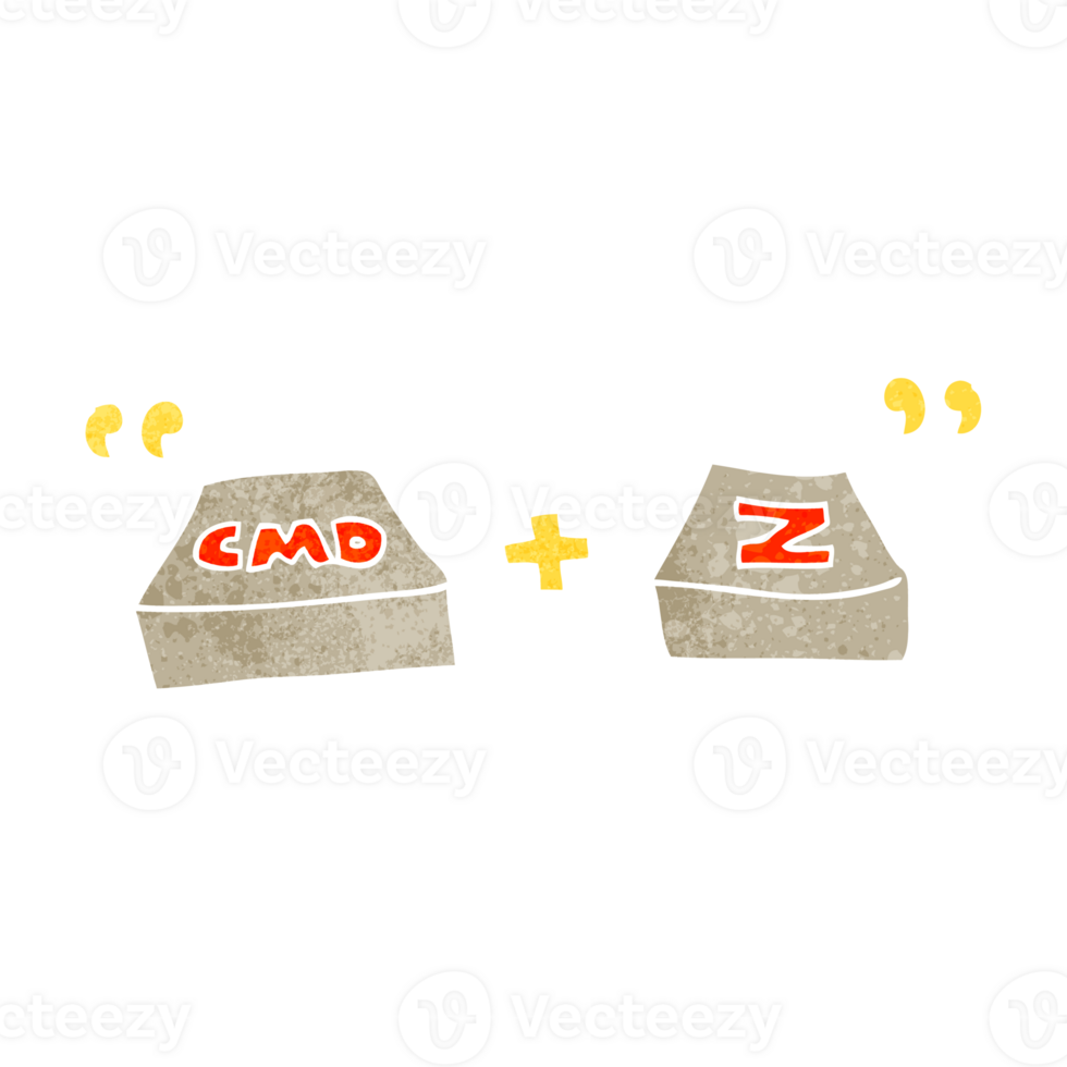 hand retro cartoon command Z function png