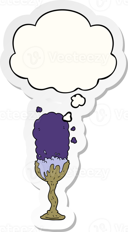 cartoon potion goblet with thought bubble as a printed sticker png
