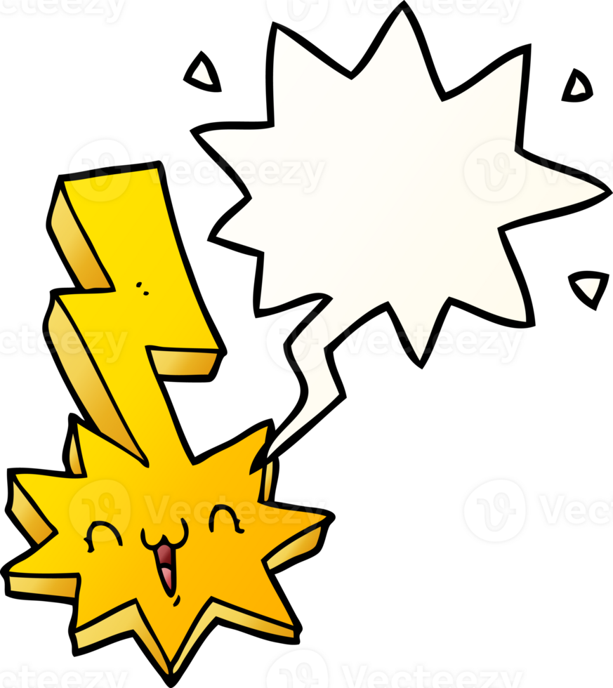 cartoon lightning bolt with speech bubble in smooth gradient style png