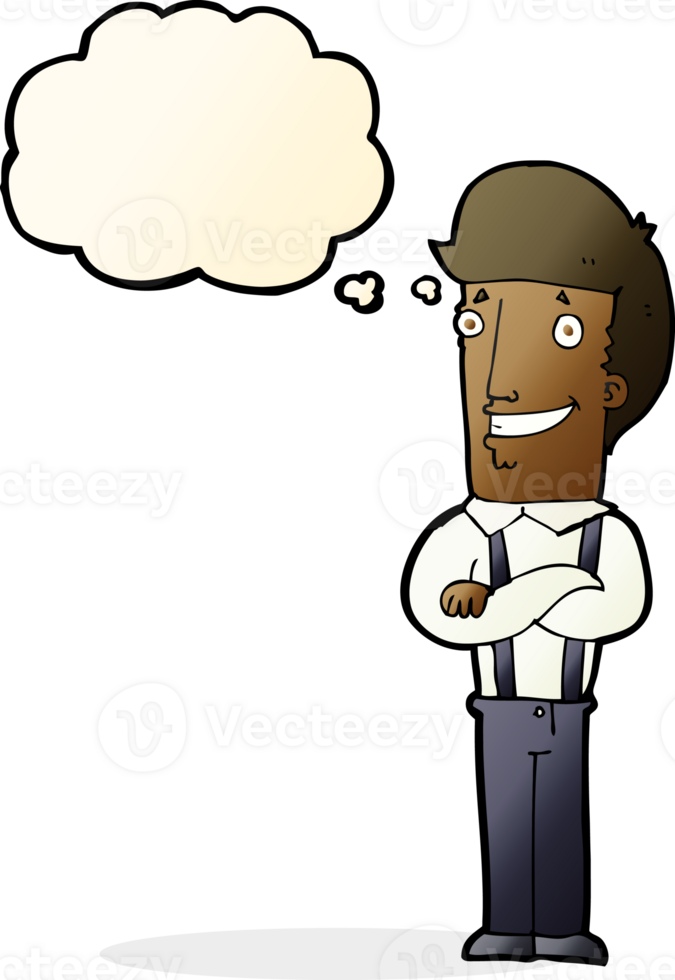cartoon proud man with thought bubble png