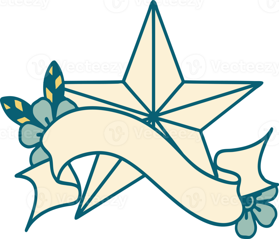 traditional tattoo with banner of a star png