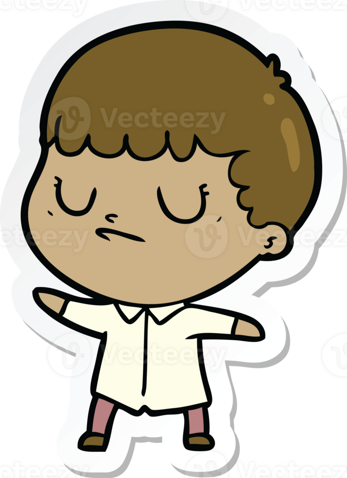 sticker of a cartoon grumpy boy png