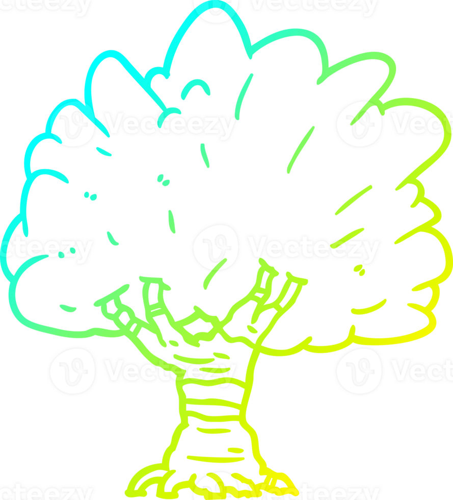 cold gradient line drawing of a Cartoon tree png