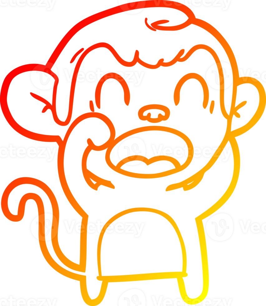 warm gradient line drawing of a shouting cartoon monkey png