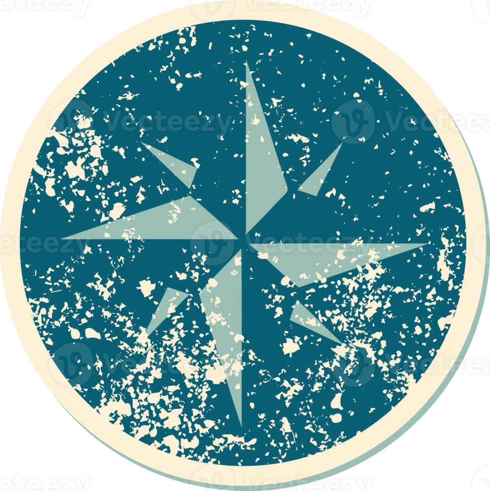 iconic distressed sticker tattoo style image of a star png