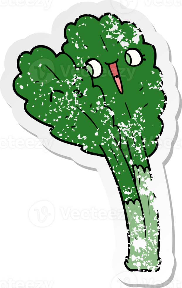 distressed sticker of a cartoon salad leaves png