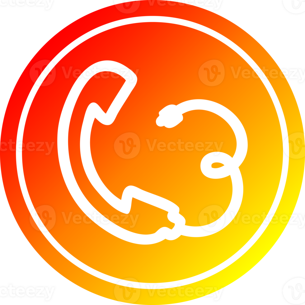 telephone handset circular icon with warm gradient finish png
