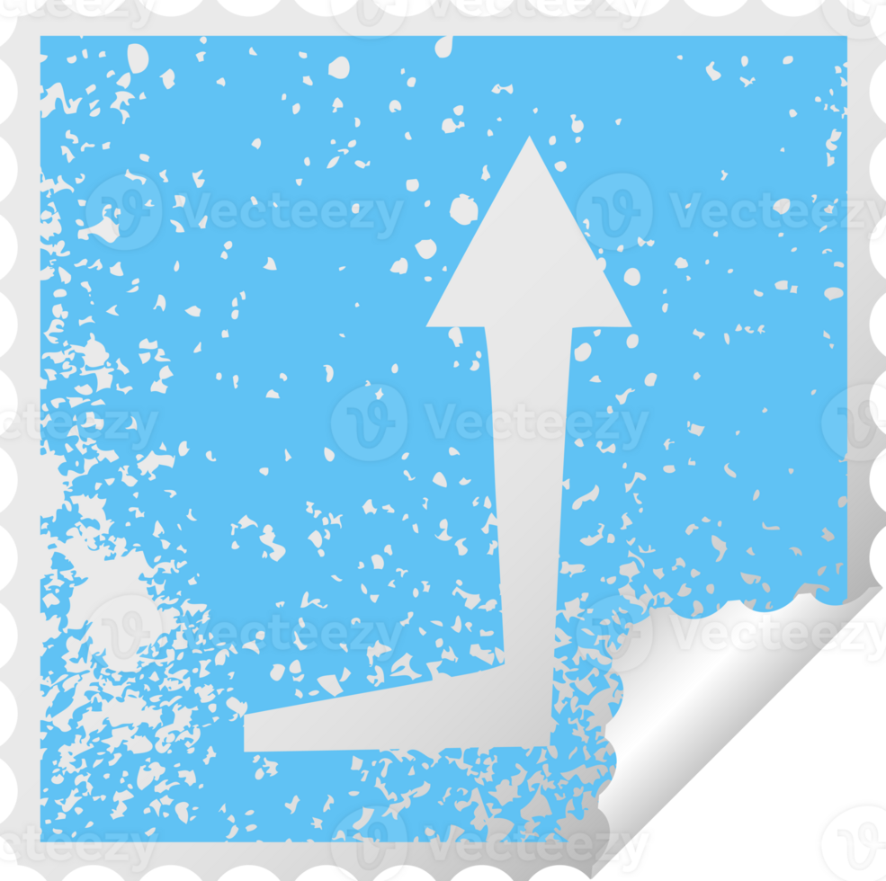 distressed square peeling sticker quirky symbol arrow png
