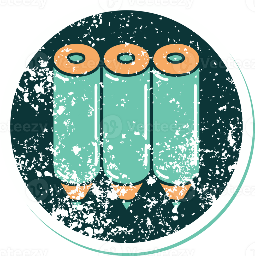 iconic distressed sticker tattoo style image of a coloring pencils png