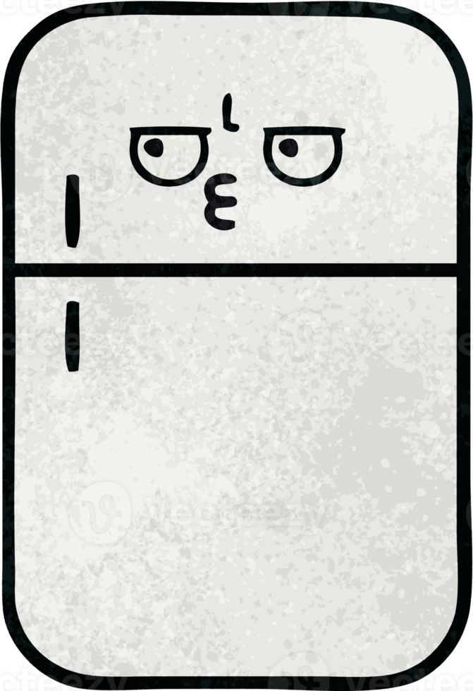retro grunge texture cartoon of a fridge  zer png