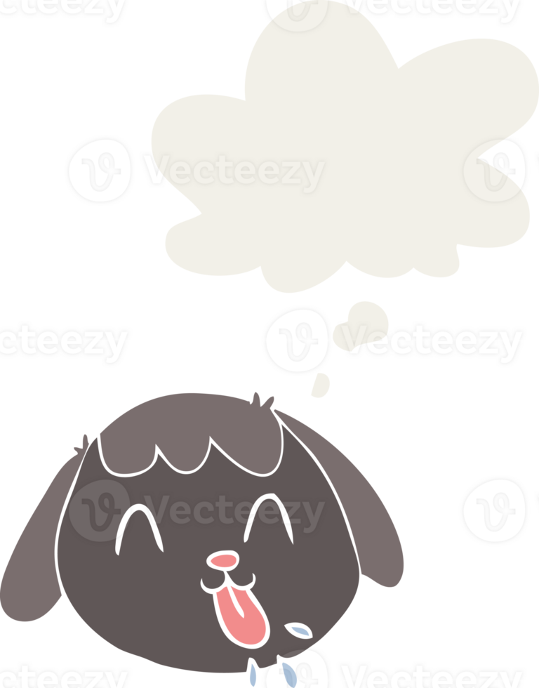 cartoon dog face with thought bubble in retro style png