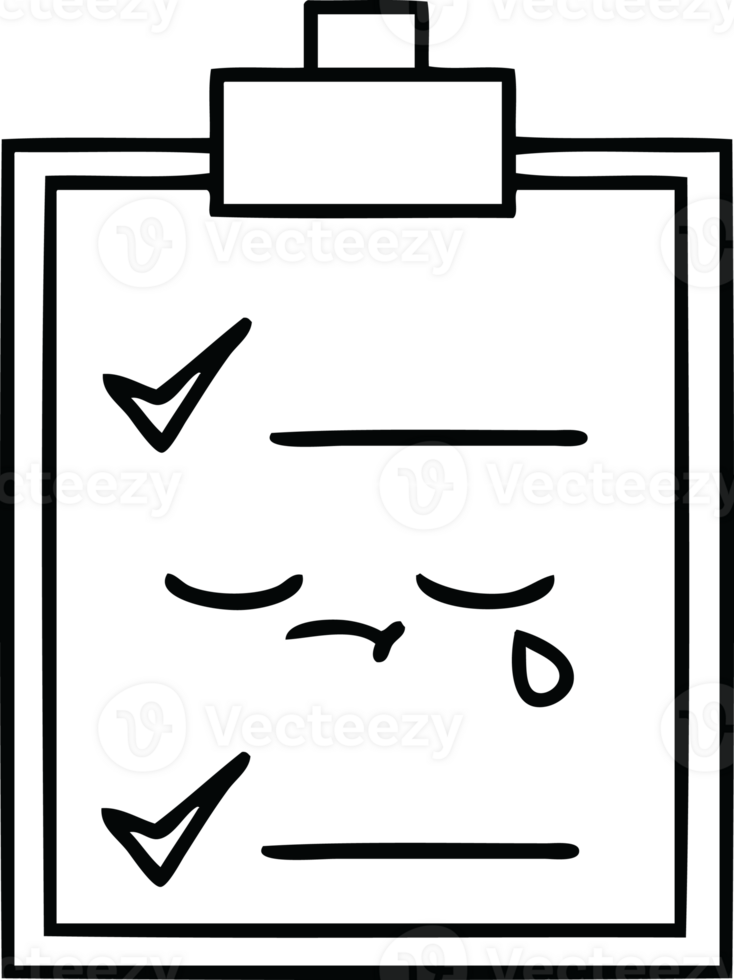 line drawing cartoon of a check list png