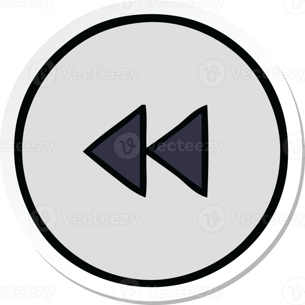 sticker of a cute cartoon rewind button png