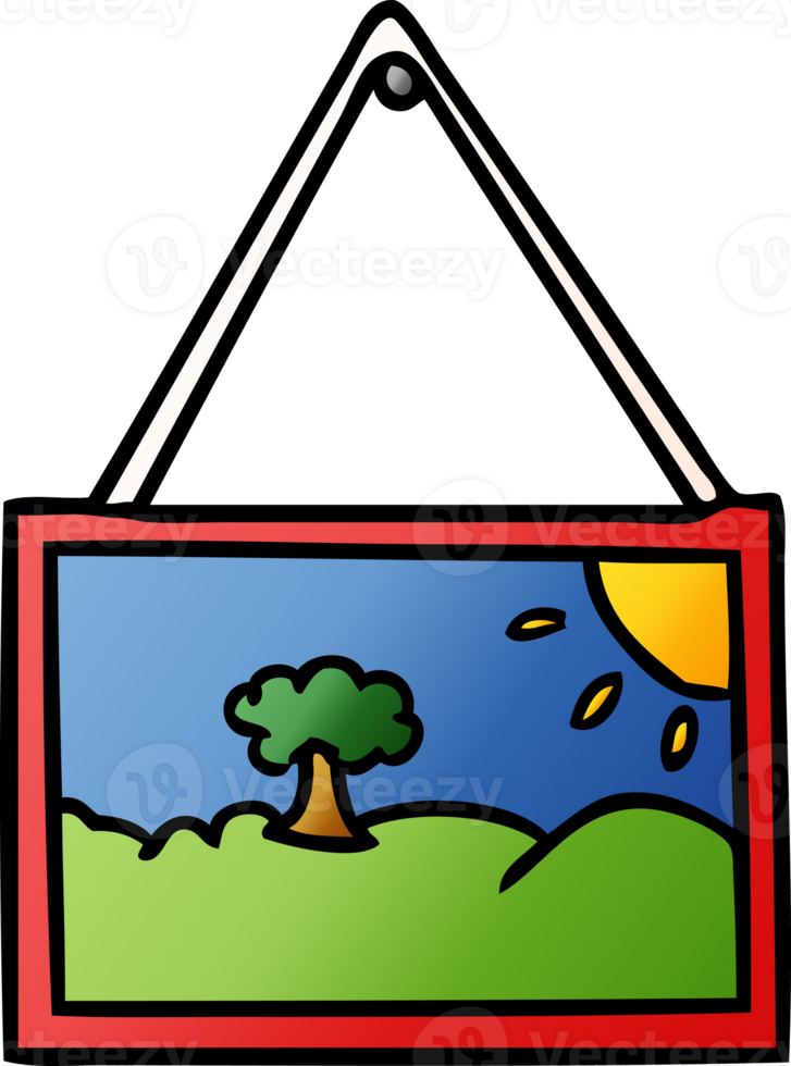 hand drawn gradient cartoon doodle of a picture in frame png
