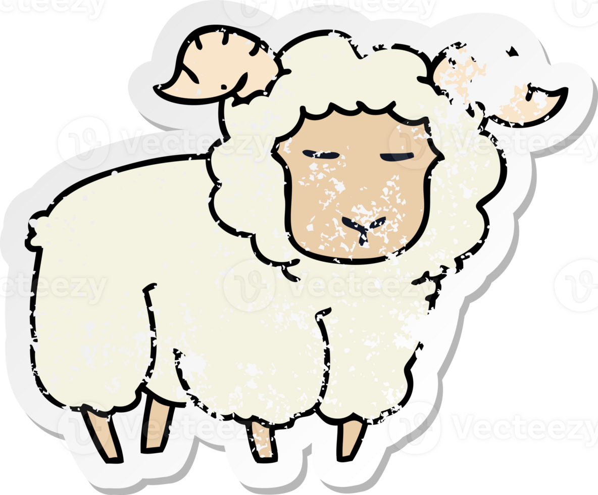 distressed sticker of a quirky hand drawn cartoon ram png