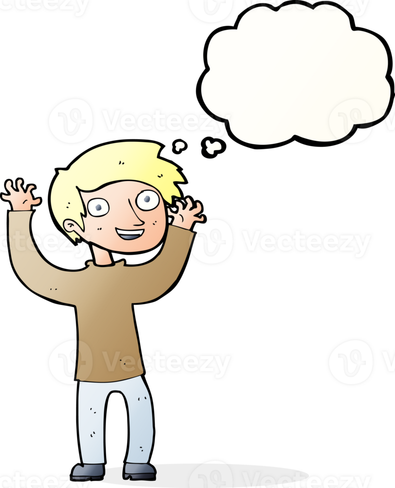 cartoon happy man with thought bubble png