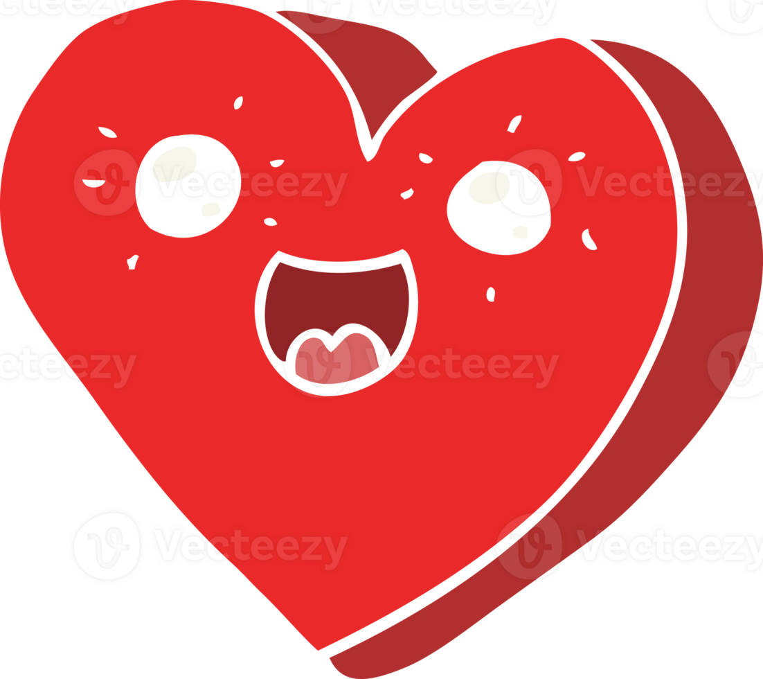 heart flat color style cartoon character png