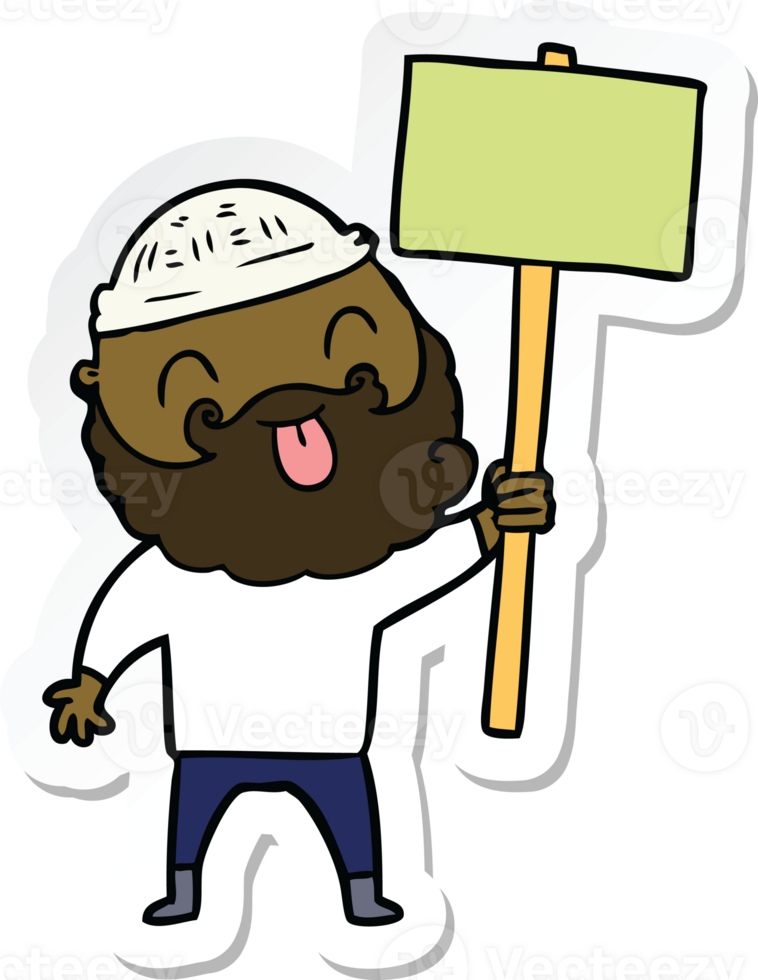 sticker of a bearded protester cartoon png