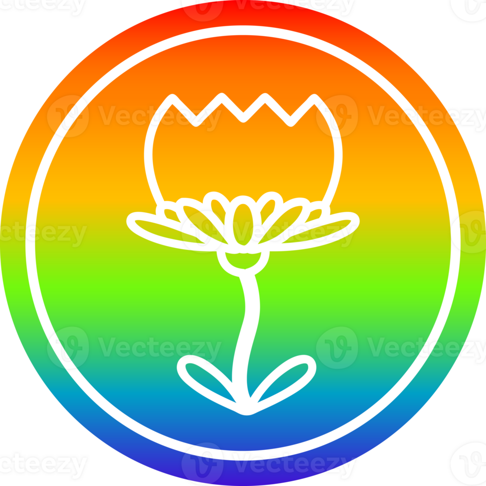 lotus flower circular icon with rainbow gradient finish png