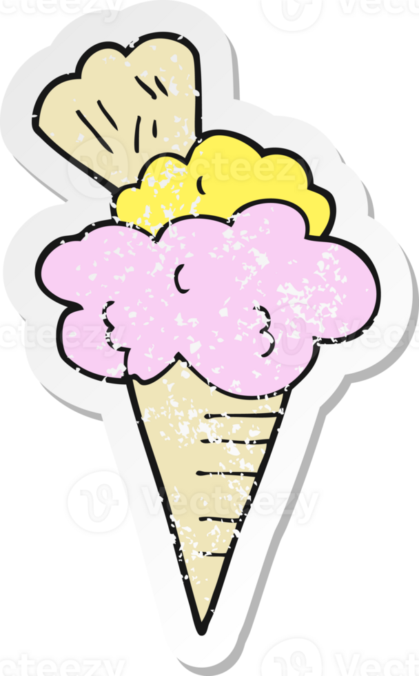 retro distressed sticker of a cartoon ice cream png