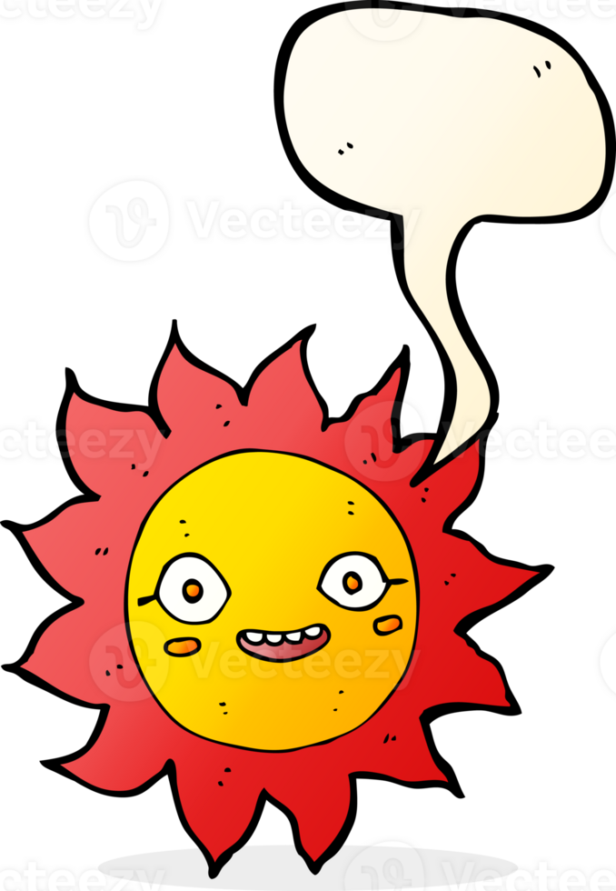 cartoon happy sun with speech bubble png