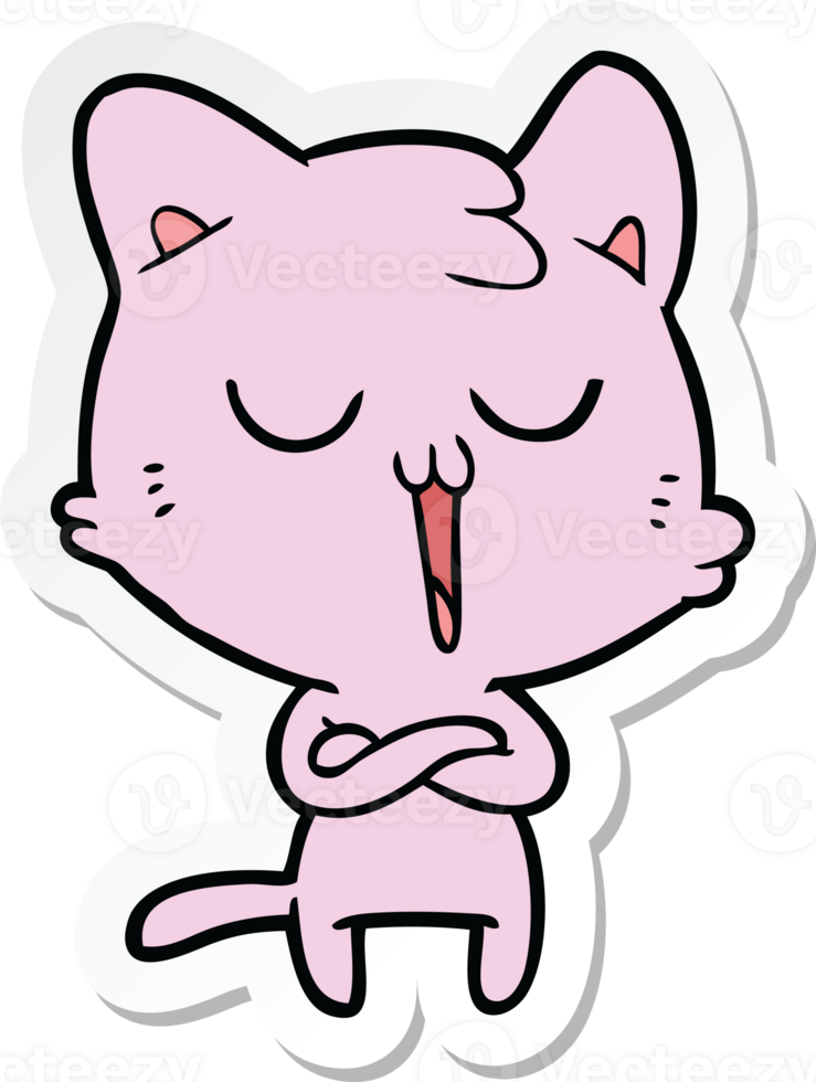 sticker of a cartoon cat singing png