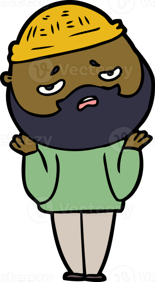 cartoon worried man with beard png