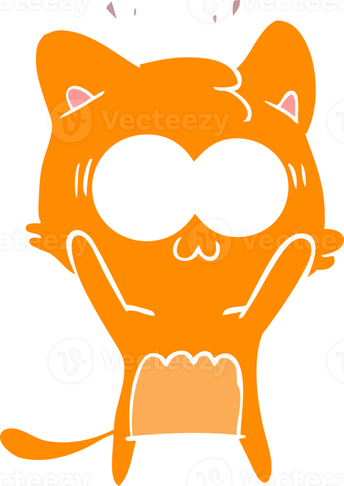 flat color style cartoon surprised cat png
