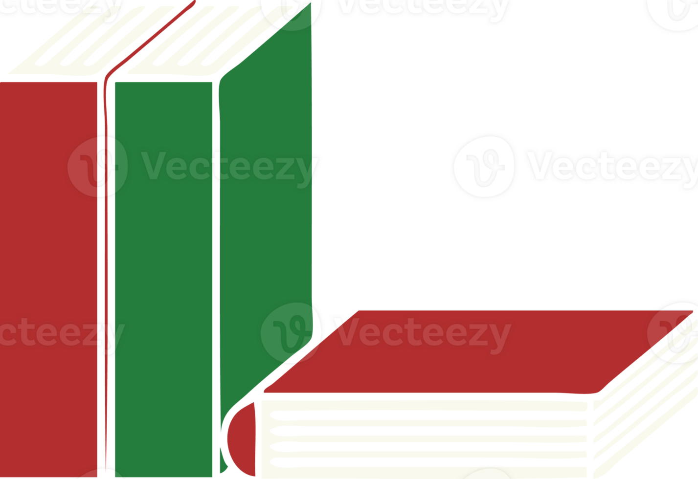 flat color retro cartoon of a of books png