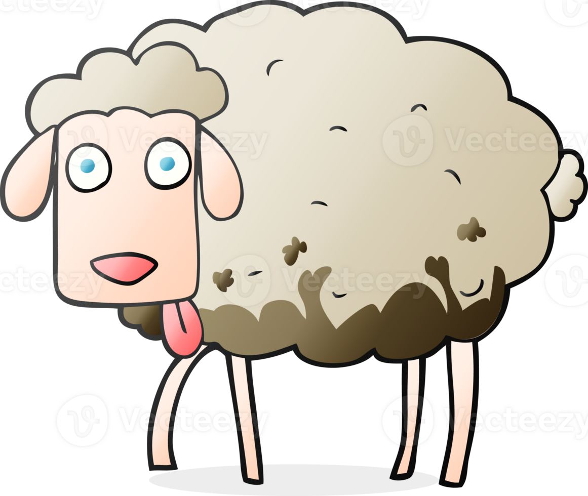 hand drawn cartoon muddy sheep png