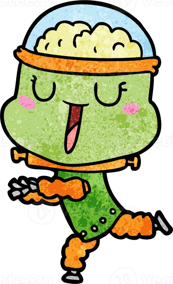 happy cartoon robot running png