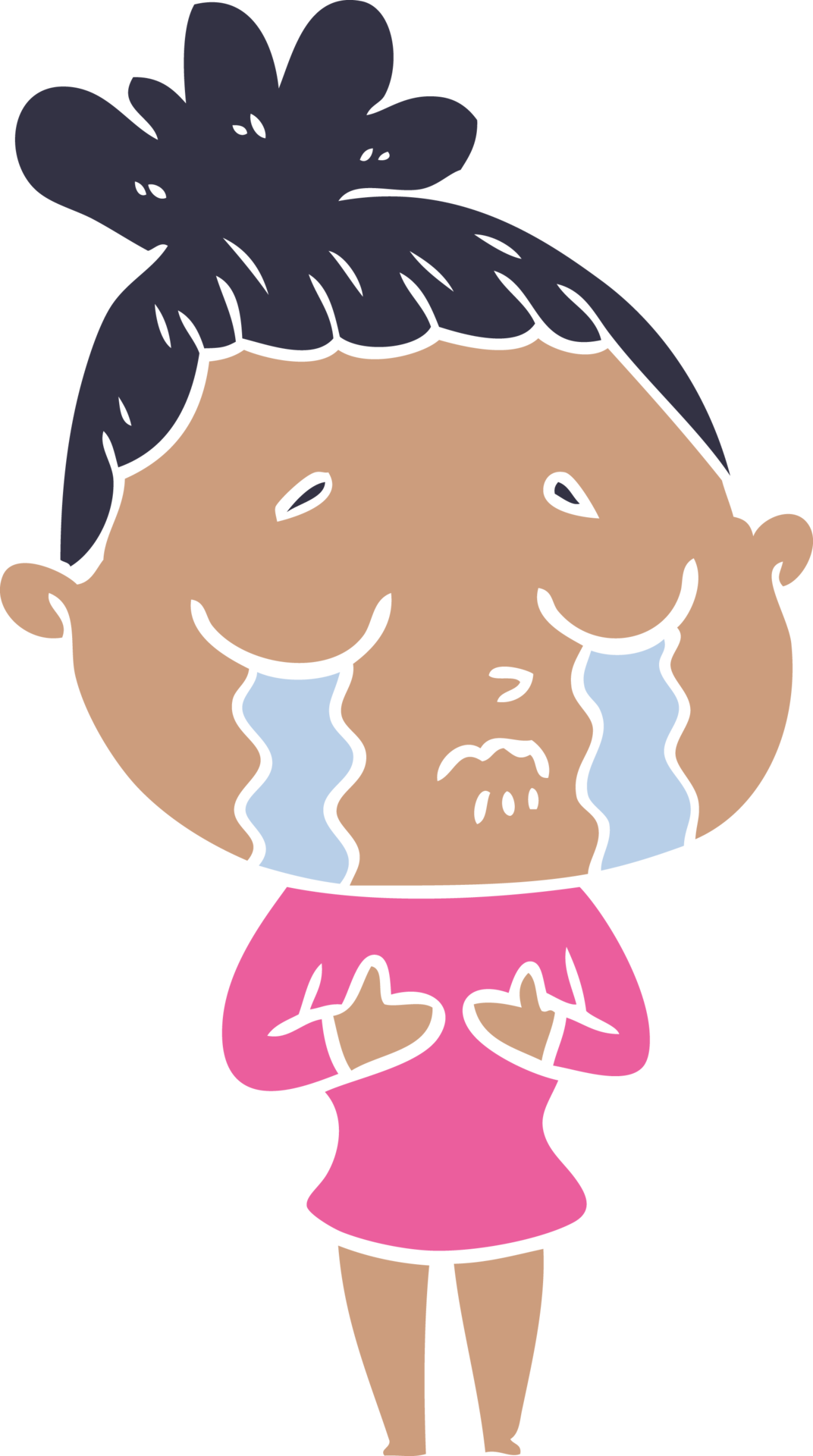 mujer llorando de dibujos animados de estilo de color plano 45083206 PNG