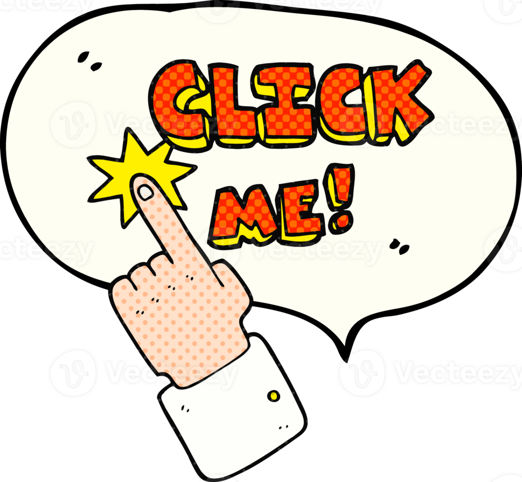 click me  hand drawn comic book speech bubble cartoon sign png