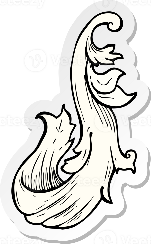 sticker of a traditional hand drawn floral swirl png