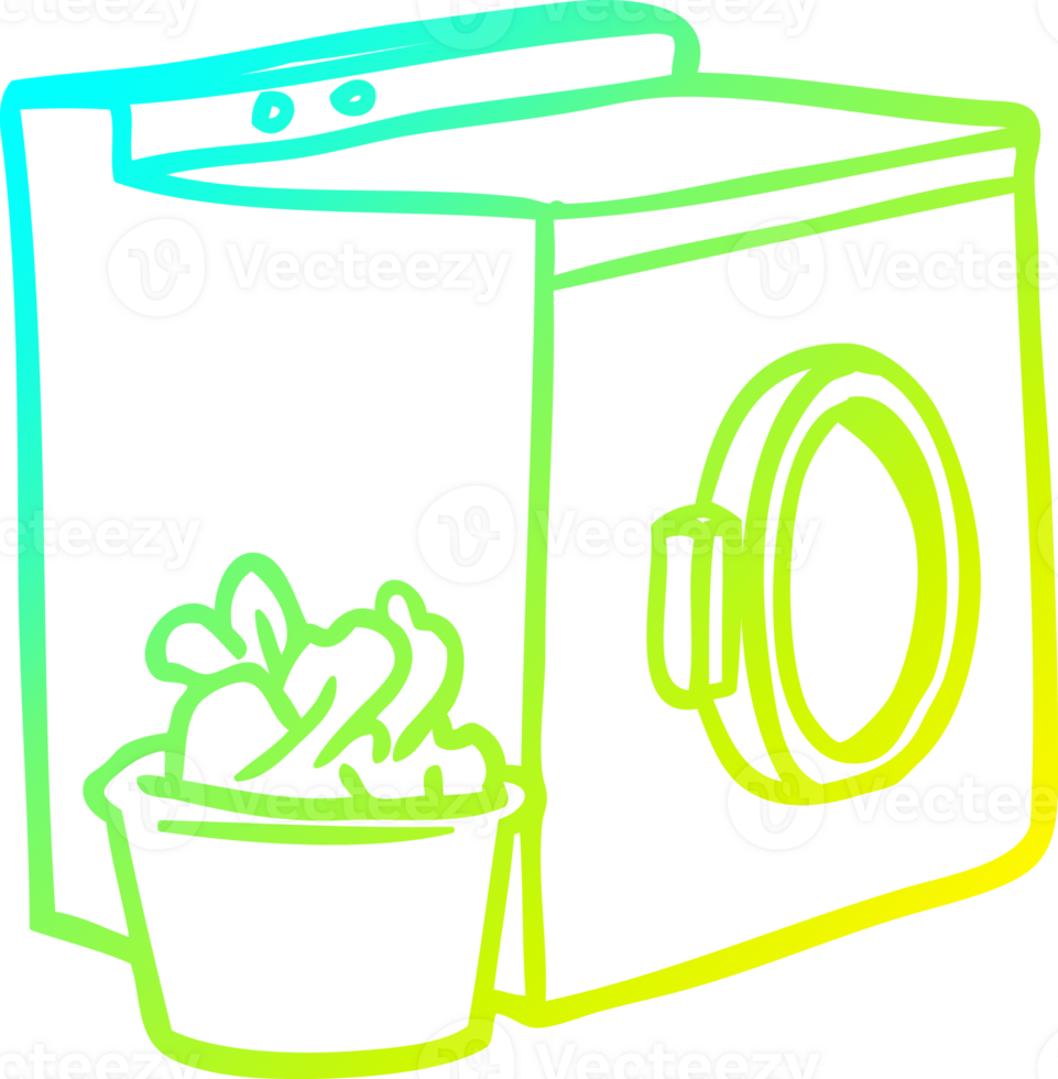 cold gradient line drawing of a washing machine and laundry png