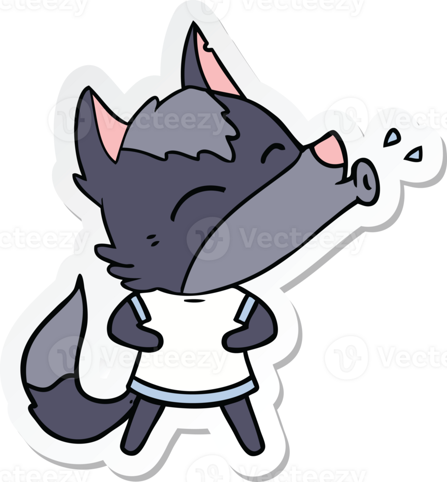 sticker of a howling wolf cartoon png