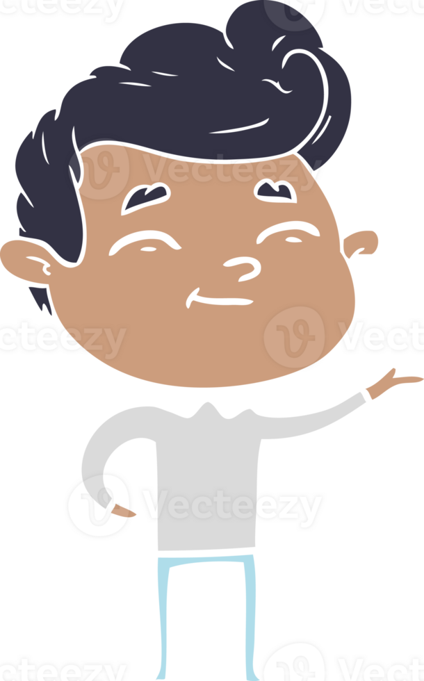 happy flat color style cartoon man png