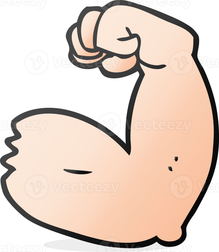 hand drawn cartoon strong arm flexing bicep png
