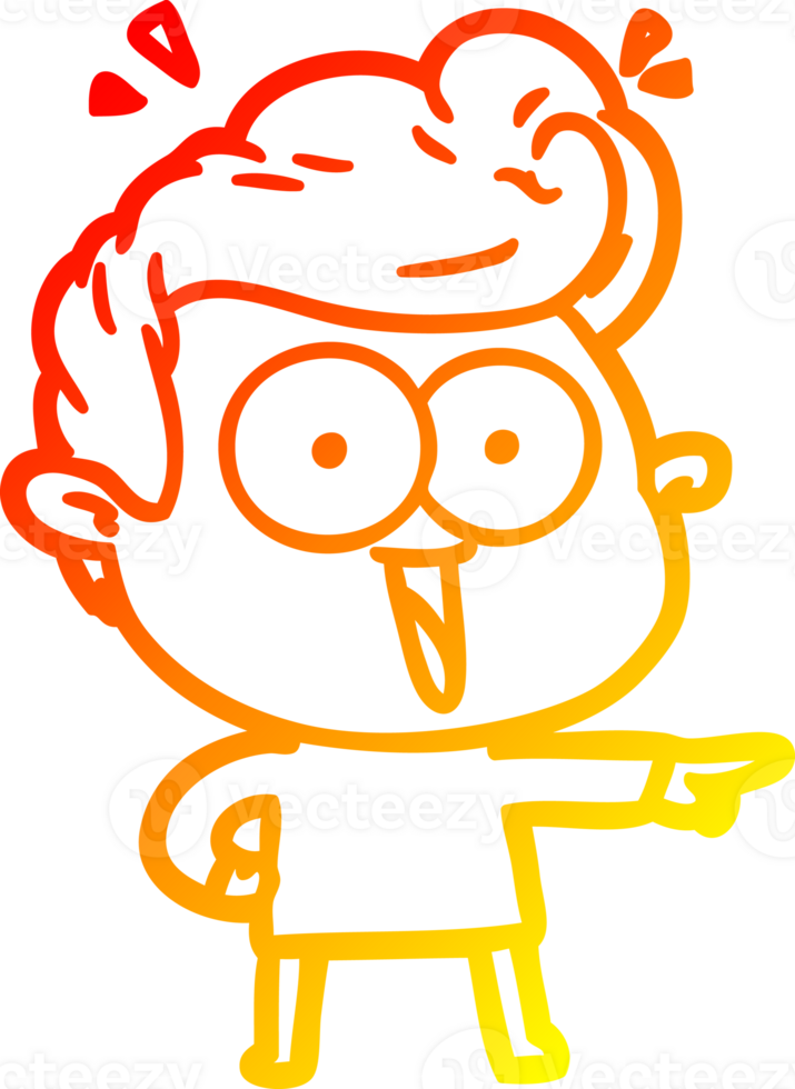 warm gradient line drawing of a cartoon excited man png