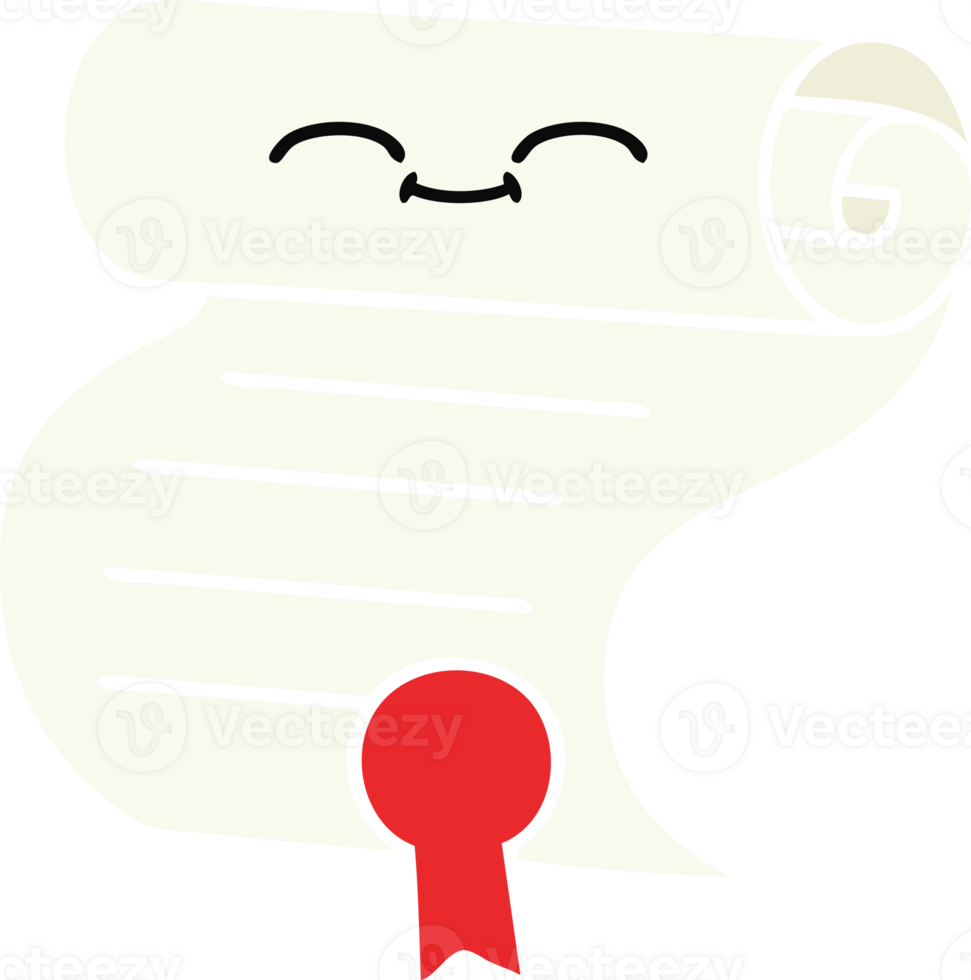 flat color retro cartoon of a contract png