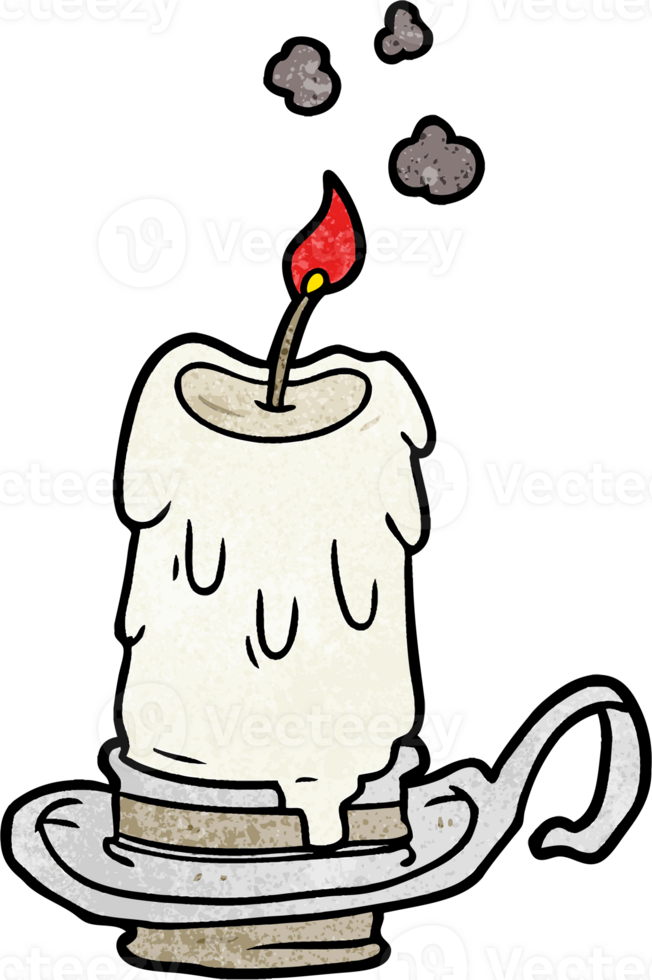 cartoon old spooky candle in candleholder png